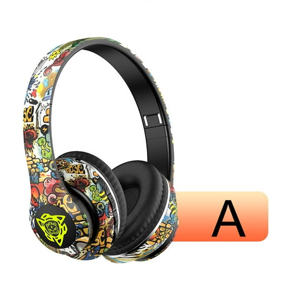 Hwkond Gaming Headset Popular Headset Bluetooth Headset Wireless Headset Graffiti New Luminous Stereo Music Up to 25% Off