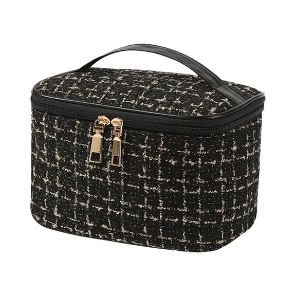 Large Capacity Portable Cosmetic Bag for Women - Travel Makeup Organizer and Toiletry Bag with Handle and Divider for Girls