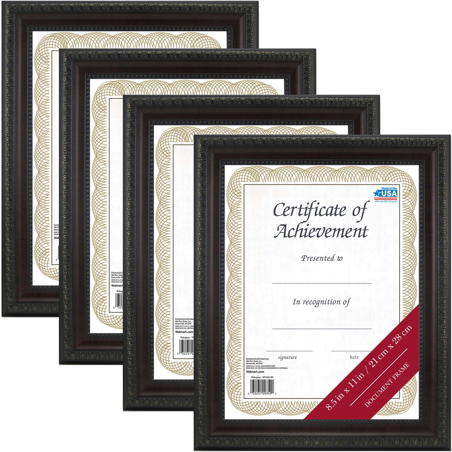 DAX Prestige Document Frame, Walnut/Black, Gold Accents, Certificate, 8