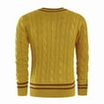 thumbnail image 2 of Mens V Neck Sweater Casual Cable Knit Slim Fit Pullover Long Sleeve Fall Winter Sweaters Ginger Yellow M, 2 of 4