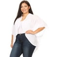 thumbnail image 2 of MOA COLLECTION Women's Plus Size Solid Dolman Sleeve Draped Open Front Chiffon Cardigan, 2 of 4
