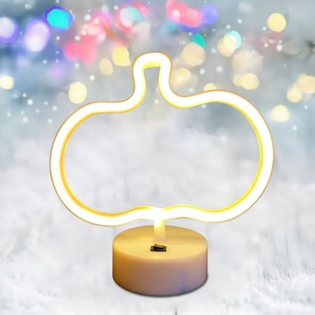

Kwasome Ornaments Desktop Ornament Christmas Pumpkin Usb Nightlight Led Neon Light Ornament 19Cm Yellow