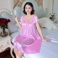 thumbnail image 4 of Camisones de satén de seda para mujer, ropa de dormir de encaje, Sexy pijama, lencería para el hogar, bata, ropa de estar por casa, 4 of 5