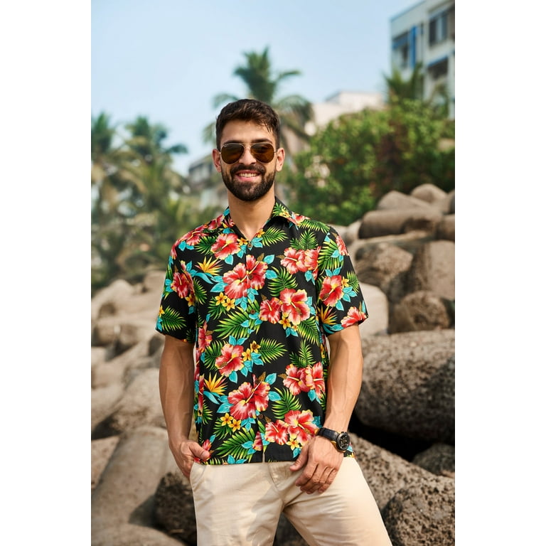 Hawaiian Shirt Mens Allover Flower Beach Aloha Party Casual Holiday Short  Sleeve