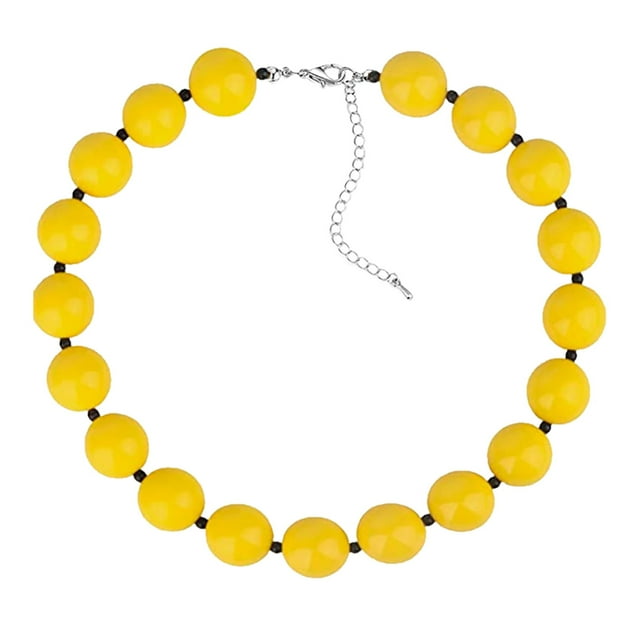 Collier Perles Perlées Résine Coloré Bleu Marine Jaune Collier Ras-du-Cou Déclaration pour Hommes Femmes Petit Pendentif Collier Pendentif Pierre Collier Colliers et Pendentifs m Colliers Collier de Perles Pendentif