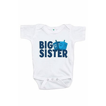 

7 ate 9 Apparel Kids Big Sister Hanukkah Onepiece White