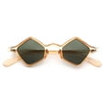 thumbnail image 1 of Lunettes de Soleil Rétro Hipster en Plastique Fin en Forme de Micro Diamant Pêche - Vert, 1 of 7