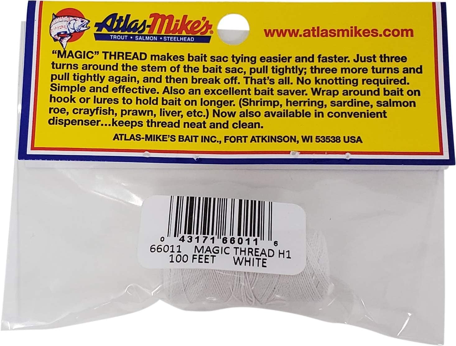Atlas-Mike's No Knots Magic Thread, White, 100' 