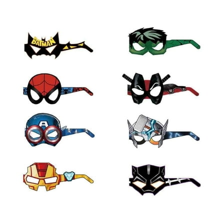 16Pcs Avengers Superheroes Themed Glasses, Party Supplies Photo Booth Prop Cartoon Character Cosplay Birthday Gift for Kids.