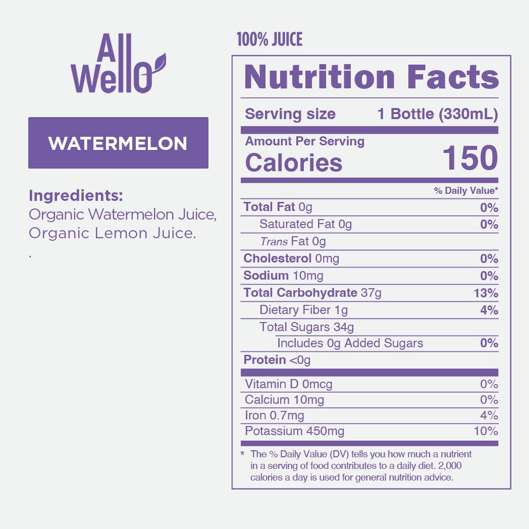 AllWellO Watermelon Organic Cold‑Pressed Juice, 11.1 fl oz, 12 Pack