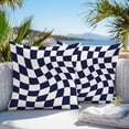 thumbnail image 3 of Outdoor Waterproof Throw Pillow Covers Set of 2 Navy Blue and White Decorative Pillowcases Outdoor Pillows Cushion Case 18x18 Inch Aesthetic Modern Abstract Patio Pillows for Couch Sofa Bed Garden, 3 of 9