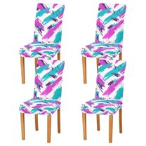 Yayeee 4 Pack Dining Chair Covers Stretch Parson Chairs Slipcovers Seat Protector, Abstract Drawing