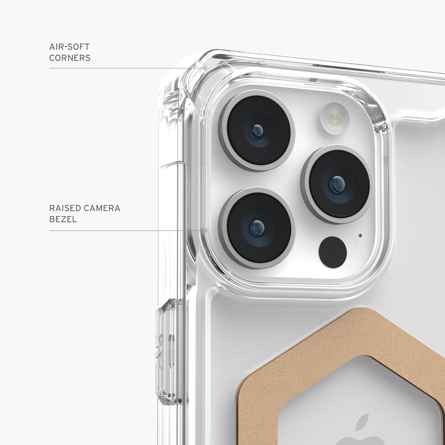 UAG iPhone 15 Pro Max Case 6.7" Plyo Ice/Gold Built-in Magnet Compatible with MagSafe Charging Rugged Anti-Yellowing Transparent Clear Protective Cover by URBAN ARMOR GEAR