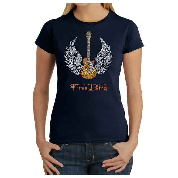 LA Pop Art Women's Word Art T-Shirt - LYRICS TO FREEBIRD
