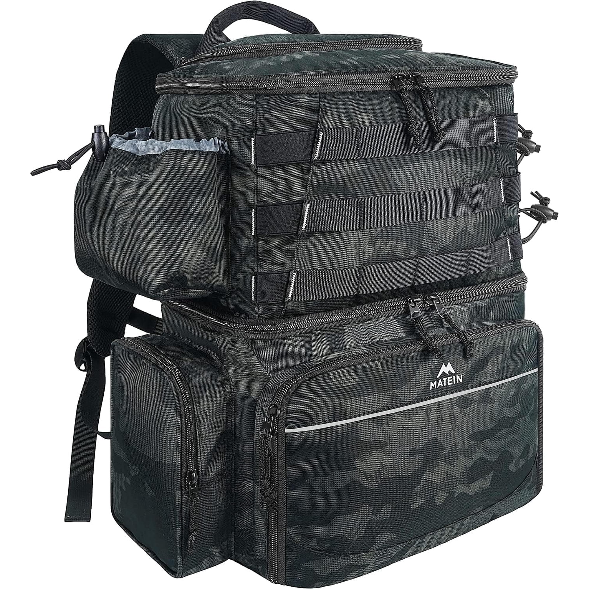 Matein Fishing Backpack Fit for Tackle Box, Water Resistant Fishing Storage Bag with Rod Holders & Cooler, Fishing Gear Gifts for Men