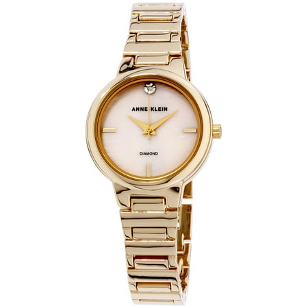 Anne Klein Women's Mother of Pearl Dial Gold-Tone Stainless Steel Watch AK-2440PMGB