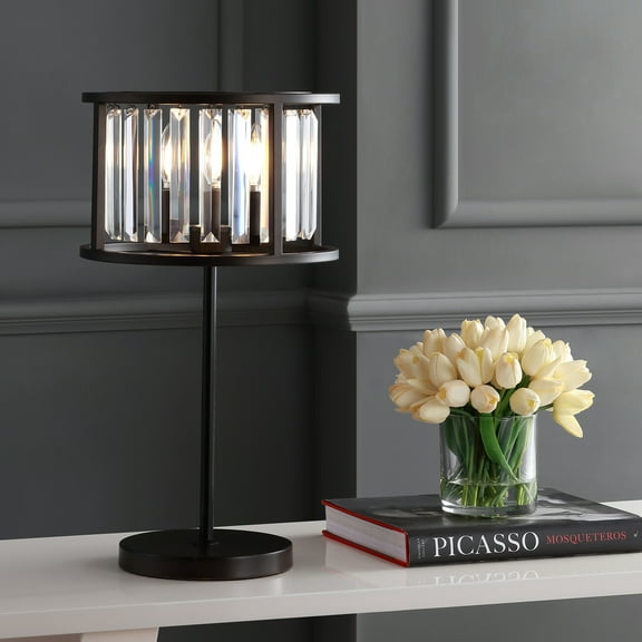 JONATHAN Y Bevin 21.5" Metal/Crystal LED Table Lamp, Oil Rubbed Bronze/Crystal, JYL9053A
