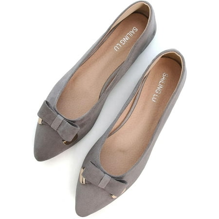 

Pfhytec LU Ballet Flats for Women Cozy Flat Shoes Pointed Toe Bowknot Slip on Flats Shoes Women Loafers Shoes