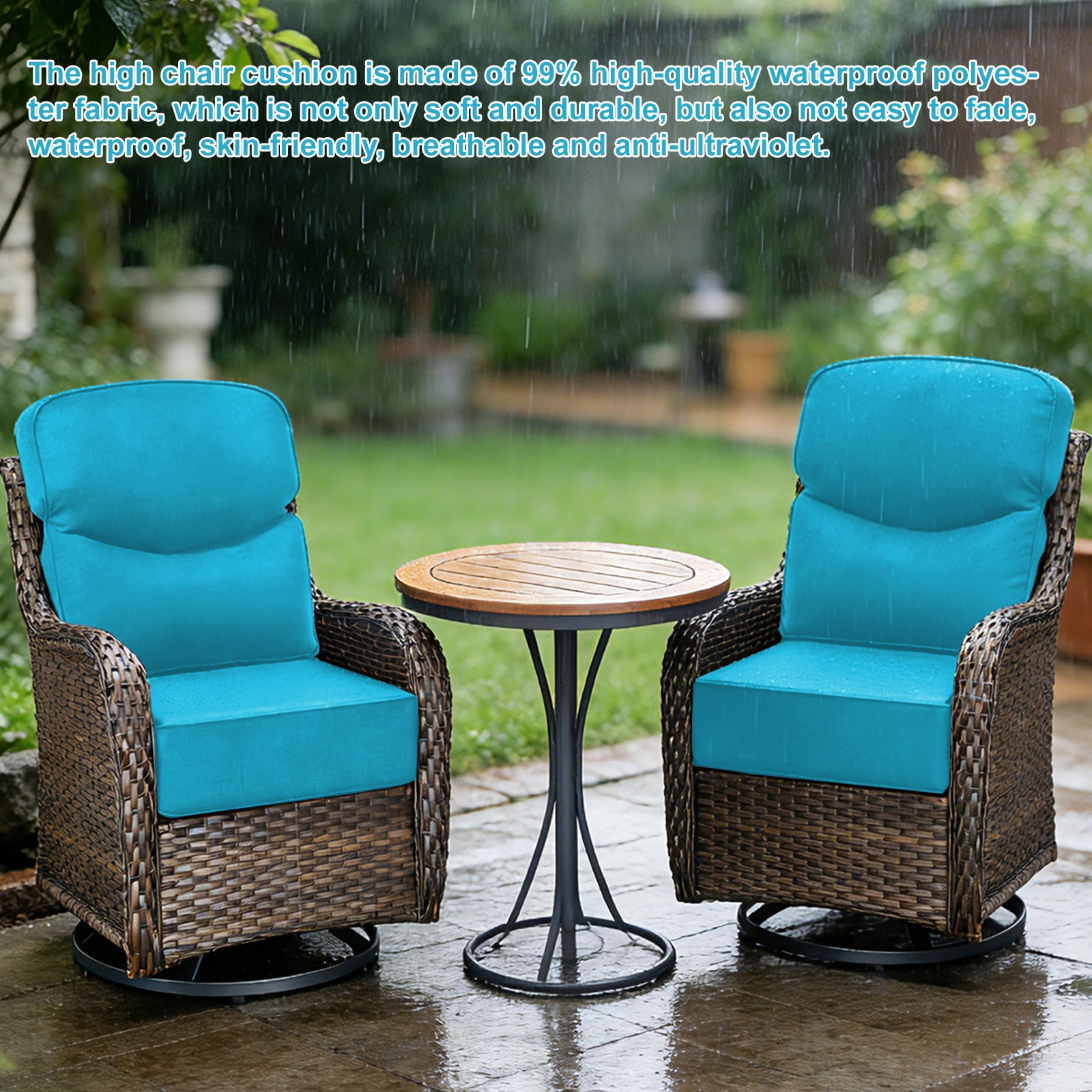 Outdoor Deep Seat Cushion 24 X 24 X 6 in, Patio Rattan Rocker Cushion, Waterproof & Fade Resistant Patio Furniture Cushions for Wicker Chair, Sofa, Couch