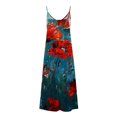 thumbnail image 5 of SMihono Robe Maxi Bohème d'Été pour Femmes Grande Taille Mode Femme Bretelles Taille Mi-Haute Col en V Sans Manches Rayée Imprimée Robe Longue de Plage, 5 of 5