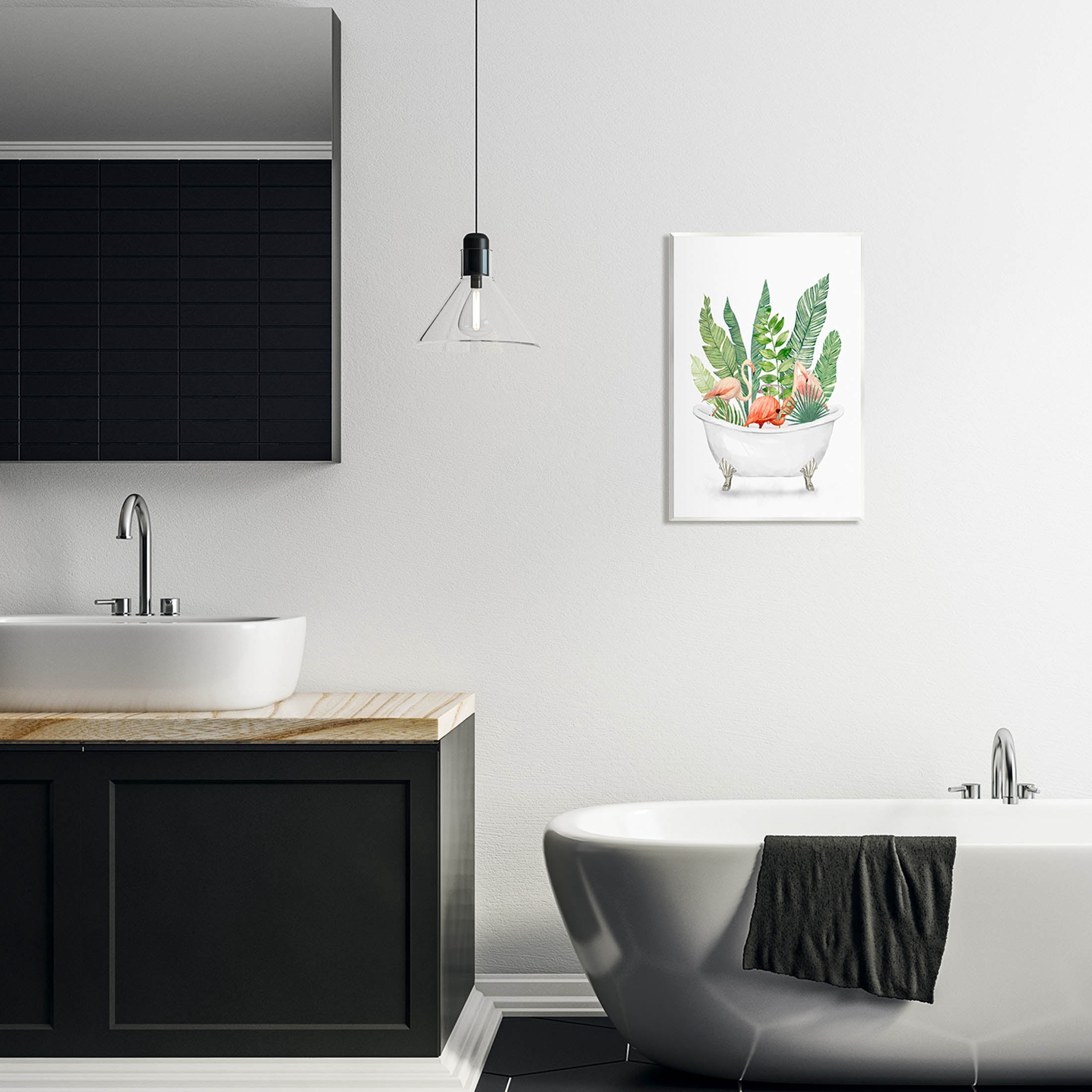 Stupell Industries Tropical Flamingoes Bathtub Plants Graphic Art Unframed Art Print Wall Art, Design by Ziwei Li