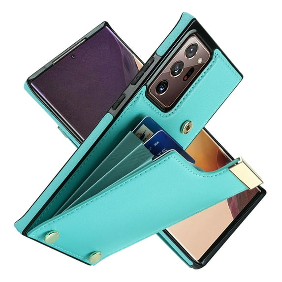 ELEHOLD Leather Wallet Case for Samsung Galaxy Note 20,Premium Leather Material with Organ Card Slots Holders Full Body Protection Shockproof Anti-Fingerprint Purse Case,Mint