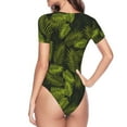 thumbnail image 4 of Gaeub Tropical Palm Leaves Fern Leaf Women'S Short Sleeve One Piece Swimsuit Sexy High-Waisted Bodysuit For Swimming, Beach, Sports - X-Large, 4 of 9