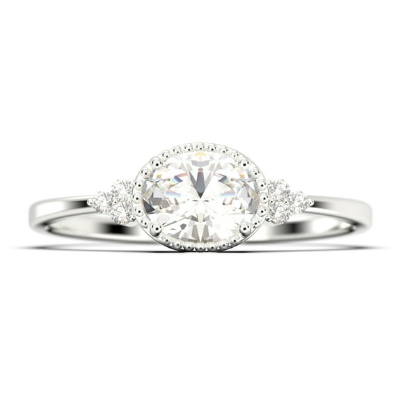 Gorgeous Art nouvea 1.40 Carat Oval Cut Diamond Moissanite Affordable Engagement Ring, Dainty Moissanite Wedding Ring in 925 Sterling Silver With 18k White Gold Plating Gift For Her, Promise Ring