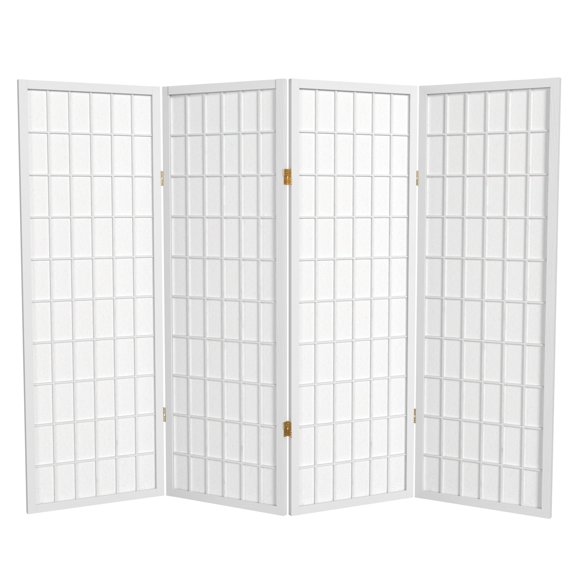 4 ft. Tall Window Pane Shoji Screen - White - 4 Panels