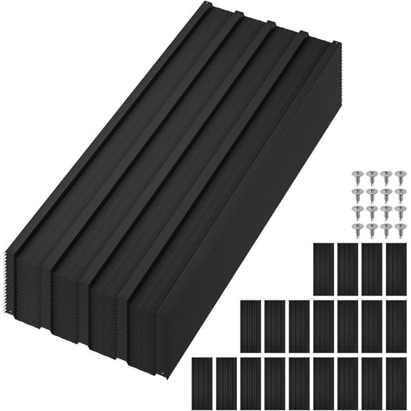 QinaQin 20Pcs Metal Roofing Panels,Corrugated Galvanized Roof Panels for Carport Waterproof Siding Panels for Outdoor House,Black