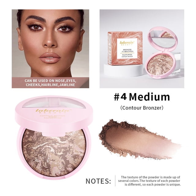 Multipurpose Bronzer Powder - 4 Color Mix & Match, Pearl Shimmer, Fine Texture, 9g - Face Contour, Highlighter, Eyeshadow, Long-Lasting Makeup