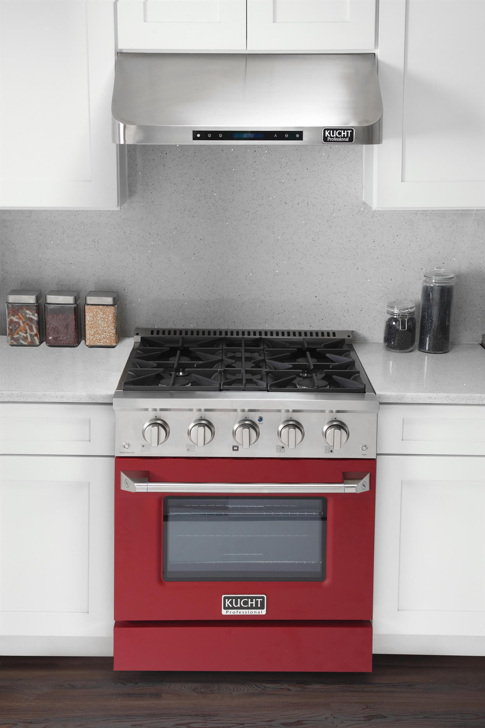 30 in. 4.2 cu. ft. Dual Fuel Range Natural Gas Convection Oven in Red.