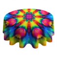 thumbnail image 4 of Tie Dye Vivid Petal Mandala Pattern Round Tablecloth 60"x60",Wrinkle Wipeable Table Cloth for Kitchen Dining Room Picnic Patio Party, 4 of 6