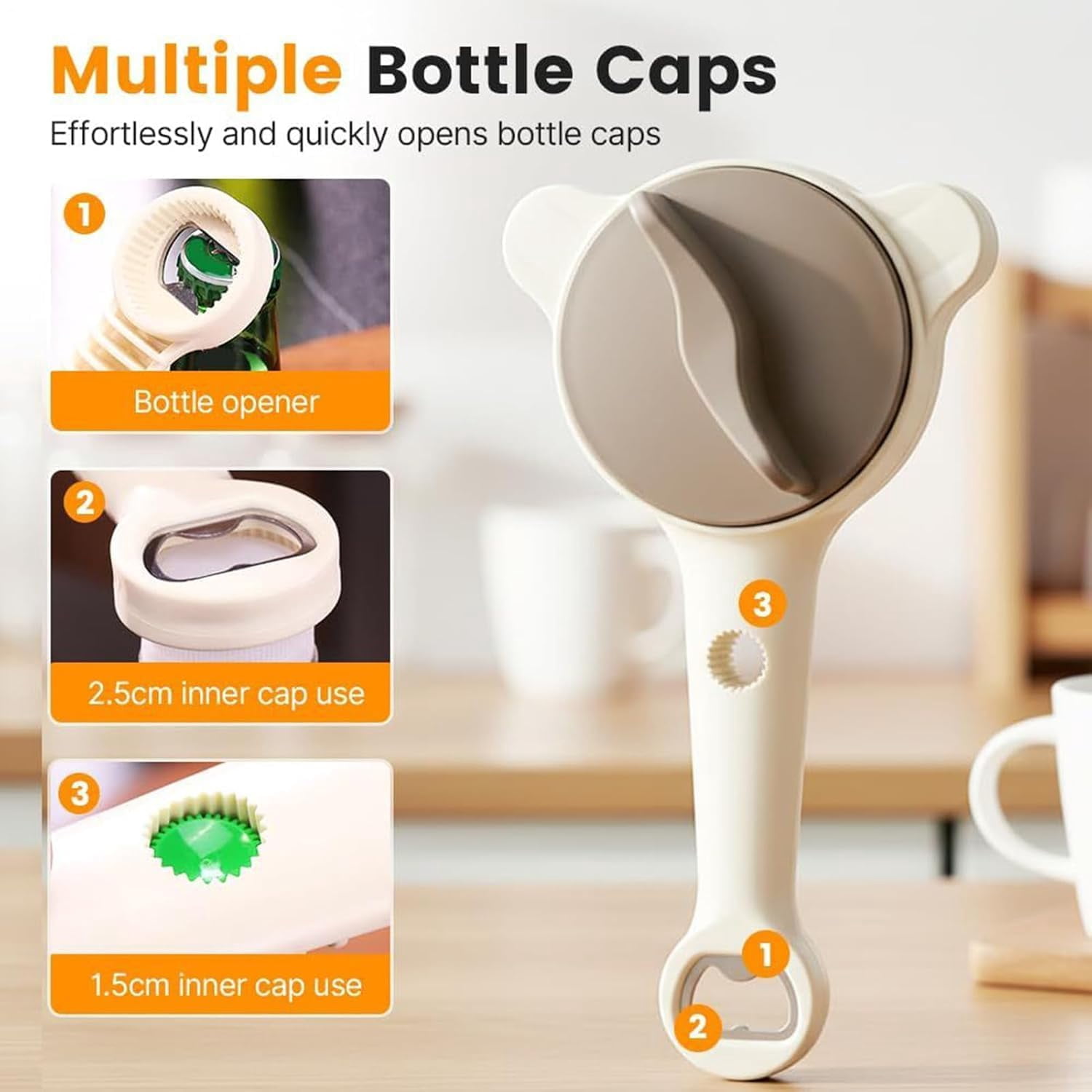 4 In 1 Multi-Purpose Jar Opener, 2026 Adjustable Stainless Steel Lid Opener with Non-Slip Long Handle for Jars Bottles Cans