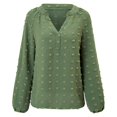 thumbnail image 4 of Wangmeiwg Women's T-Shirts for Women Long Sleeve Knit Top with Relaxed Fit Tunic Blouse for Casual Everyday Wear Green M, 4 of 9