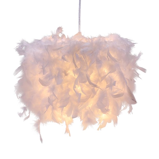 Pantalla De Luz De Techo Redonda De Plumas Pantalla Colgante Esfera De Fácil Ajuste Estilo Moderno Kearding HA025632-05