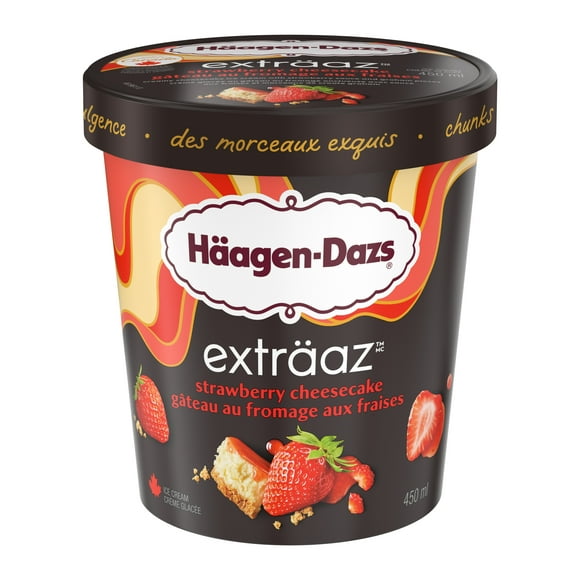 HAAGEN-DAZS Extraz Strawberry Cheesecake Ice Cream 450 mL, E-HAGEN DAZS HD EXTRZ STRWBRCHSCK
