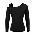 thumbnail image 4 of qucoqpe Womens Slim Fitting Velvet Tops Trendy Asymmetrical Neck Cut Out Long Sleeve Shirts Fall Winter Base Layer Blouse, 4 of 6