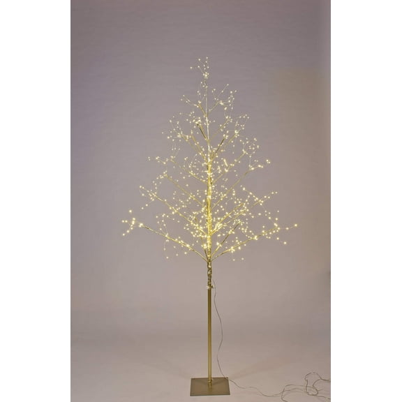 5' Warm White LED Gold Branch Tree
