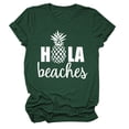 thumbnail image 1 of Camiseta de la Letra Impresión Cuello Redondo Manga Corta Floja Ocasional Cómodo Básico Verano Top Retro Verde Blanco Fuente L, 1 of 4