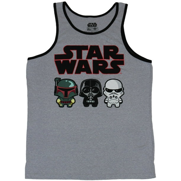 Een deel achter Lief Star Wars Mens Tank Top - Logo Over Kawaii Boba Fett Darth Vader  Stormtrooper (X-Large) - Walmart.com