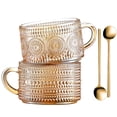 thumbnail image 1 of Juego de 2 tazas de café Gezzeny de vidrio con relieve ámbar, 14 onzas, 1 of 7