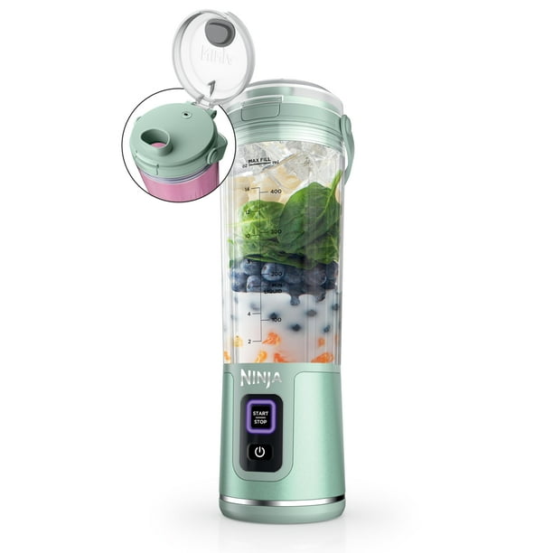 Ninja Blast - Batidora portátil, sin cable, 18 onzas Ninja Blast - Batidora personal para batidos y smoothies, sin BPA, tapa a prueba de fugas y boquilla para beber, recargable con USB-C, piezas aptas
