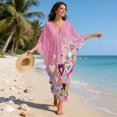 thumbnail image 5 of Xixirimido Heart Shapes Pink Print Women's Kaftan Dresses Plus Size Beach Cover Up V-Neck Batwing Sleeve Swimsuit Coverup Summer Caftan Dress, 5 of 7