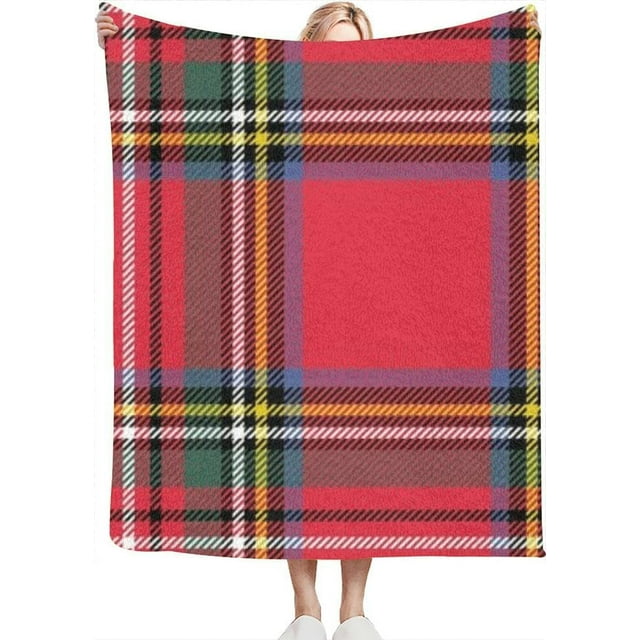 Tartan Style Throw Blanket for Couch Bed Soft Cute Fleece Fuzzy Spring Summer Throw Blankets Cozy Living Room Throw Blanket for Chair