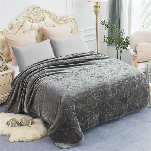 NC Contemporary Gray Printed Polyester Reversible Bed Blanket Queen
