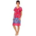 thumbnail image 2 of Women's Floral Printed Short-Sleeve Lounger Nightgown Sleepwear, X-Large Bright Pink, 2 of 5