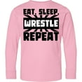 thumbnail image 3 of Inktastic Eat, Sleep, Wrestle, Repeat Long Sleeve Youth T-Shirt, 3 of 5