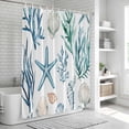 thumbnail image 6 of Xipuska Summer Coastal Shower Curtain - Water Repellent Fabric Shower Curtains Washable, Ocean Watercolor Starfish Shell Seaweed Decorative Polyester Cloth Bathroom Curtains Modern Bath Decor 72"x72", 6 of 6