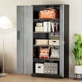 thumbnail image 6 of SUNCROWN Metal Storage Cabinet with Lock, Steel Cabinets with 2 Doors and 4 Adjustable Shelves,Lockable Steel Storage for Home Office, Garage, Warehouse (Black Color Black Grey), 6 of 8
